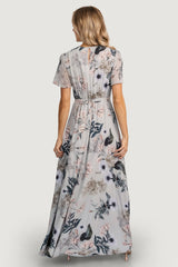 Naomi Short Sleeve Maxi Dress | Baltic Born Pale Blue Floral