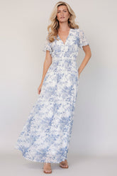 Birdie Maxi Dress | Baltic Born Off White + Blue