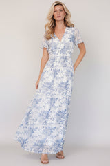 Birdie Maxi Dress | Baltic Born Off White + Blue