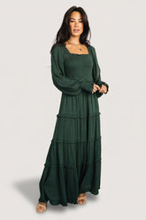 Amanda Smocked Dotted Maxi Dress | Baltic Born Evergreen