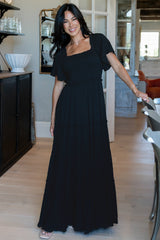 Lenora Smocked Dotted Maxi Dress | Baltic Born Black