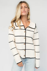 Franklin Cardigan | Baltic Born Cream + Black Stripe