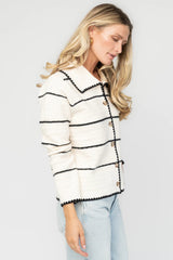 Franklin Cardigan | Baltic Born Cream + Black Stripe