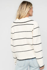 Franklin Cardigan | Baltic Born Cream + Black Stripe