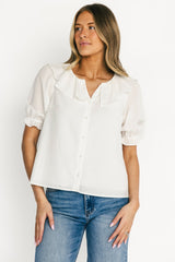 Daisy Ruffle Button Up Top | Baltic Born Off White