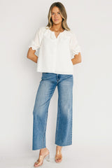 Daisy Ruffle Button Up Top | Baltic Born Off White