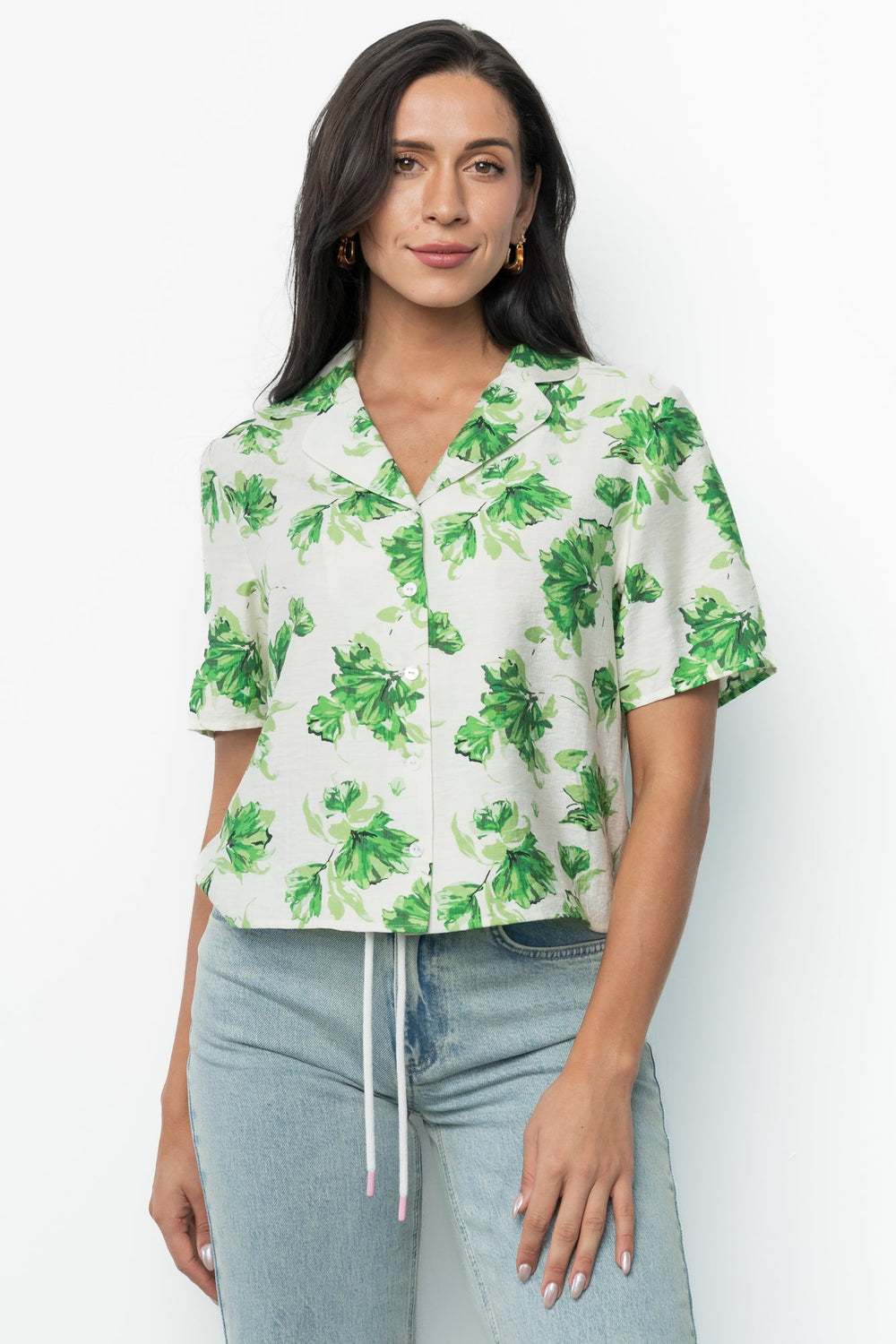Mar Button Up Top | Baltic Born Green Floral