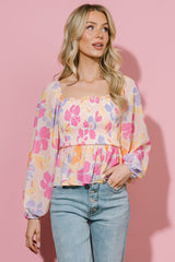Sally Smocked Top | Baltic Born Pink Multi