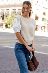 Taylor Puff Sleeve Top | Baltic Born Cream + Ivory
