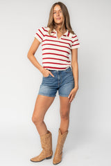 Molly Striped Collar Top | Baltic Born Red