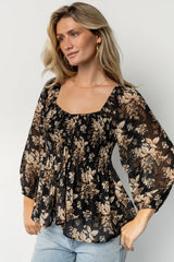 Fenna Smocked Top | Baltic Born Black Floral