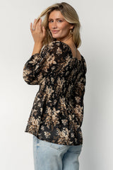 Fenna Smocked Top | Baltic Born Black Floral