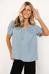 Dori Button Top | Baltic Born Washed Blue