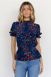 Beth Peplum Top | Baltic Born Blue Multi