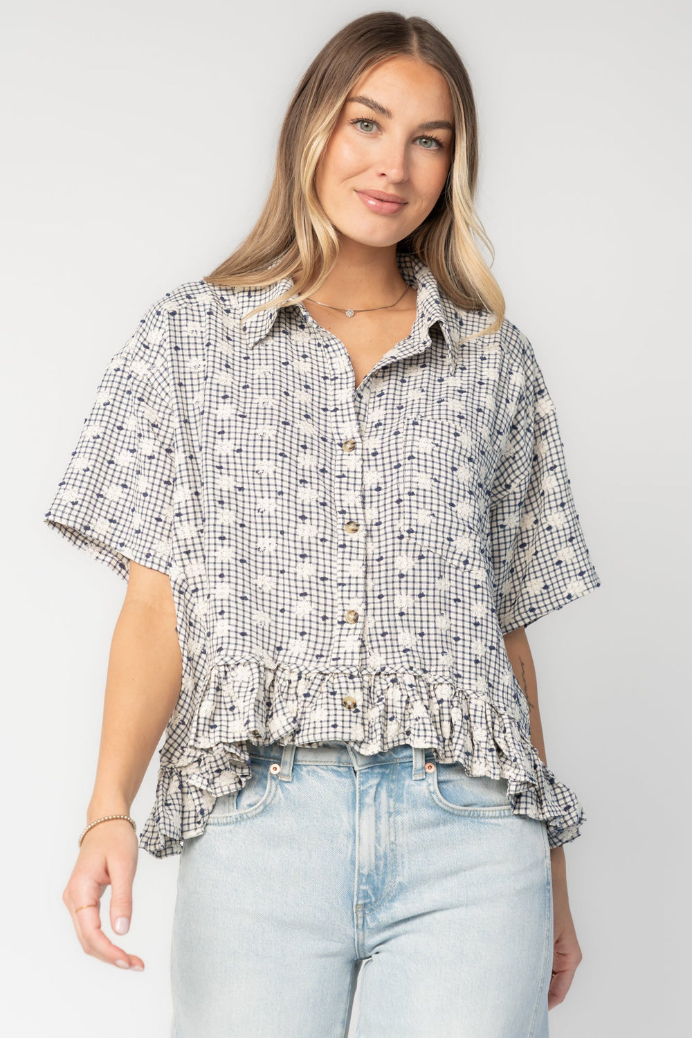 Jalen Relaxed Peplum Top | Baltic Born Blue