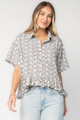 Jalen Relaxed Peplum Top | Baltic Born Blue