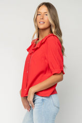 Daisy Ruffle Button Up Top | Baltic Born Red