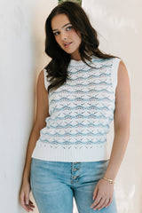 Baeza Crochet Tank | Baltic Born Blue + Off White