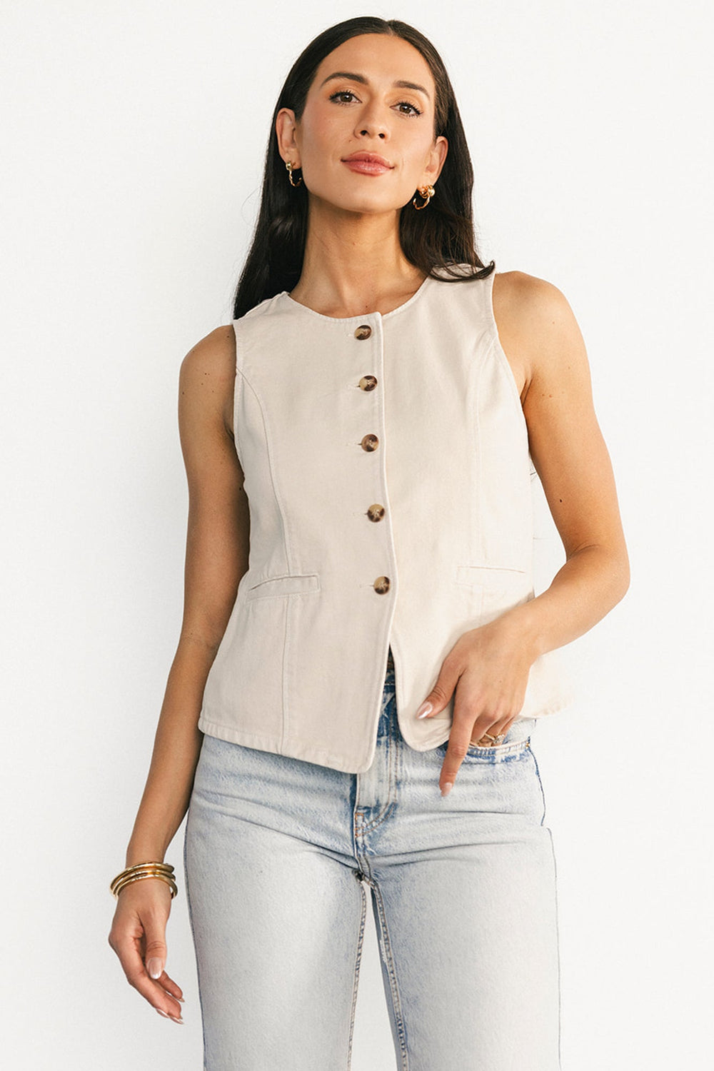 Luz Denim Vest | Baltic Born Ecru