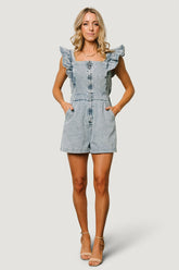 Montgomery Denim Romper | Baltic Born Blue