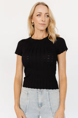 Penny Pointelle Top | Baltic Born Black