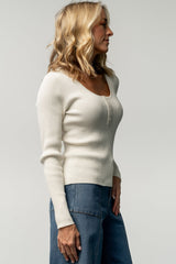 Leo Ribbed Henley Top | Baltic Born Ivory