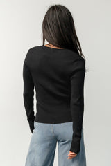 Leo Ribbed Henley Top | Baltic Born Black