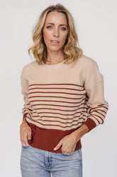 Miles Striped Sweater | Baltic Born Taupe + Marsala