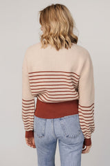 Miles Striped Sweater | Baltic Born Taupe + Marsala
