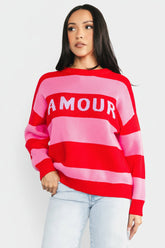 Amour Striped Sweater | Baltic Born Pink + Red