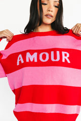 Amour Striped Sweater | Baltic Born Pink + Red