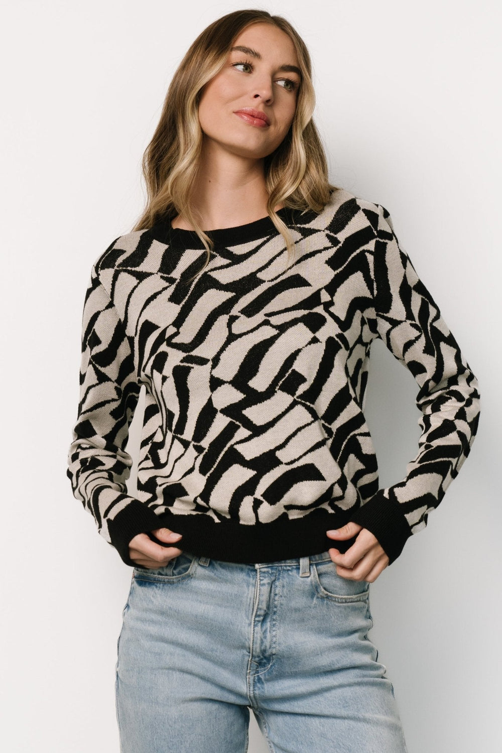 Petra Knit Sweater Top | Baltic Born Black + Ivory