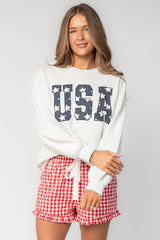 USA Crewneck | Baltic Born Heather Gray + Navy