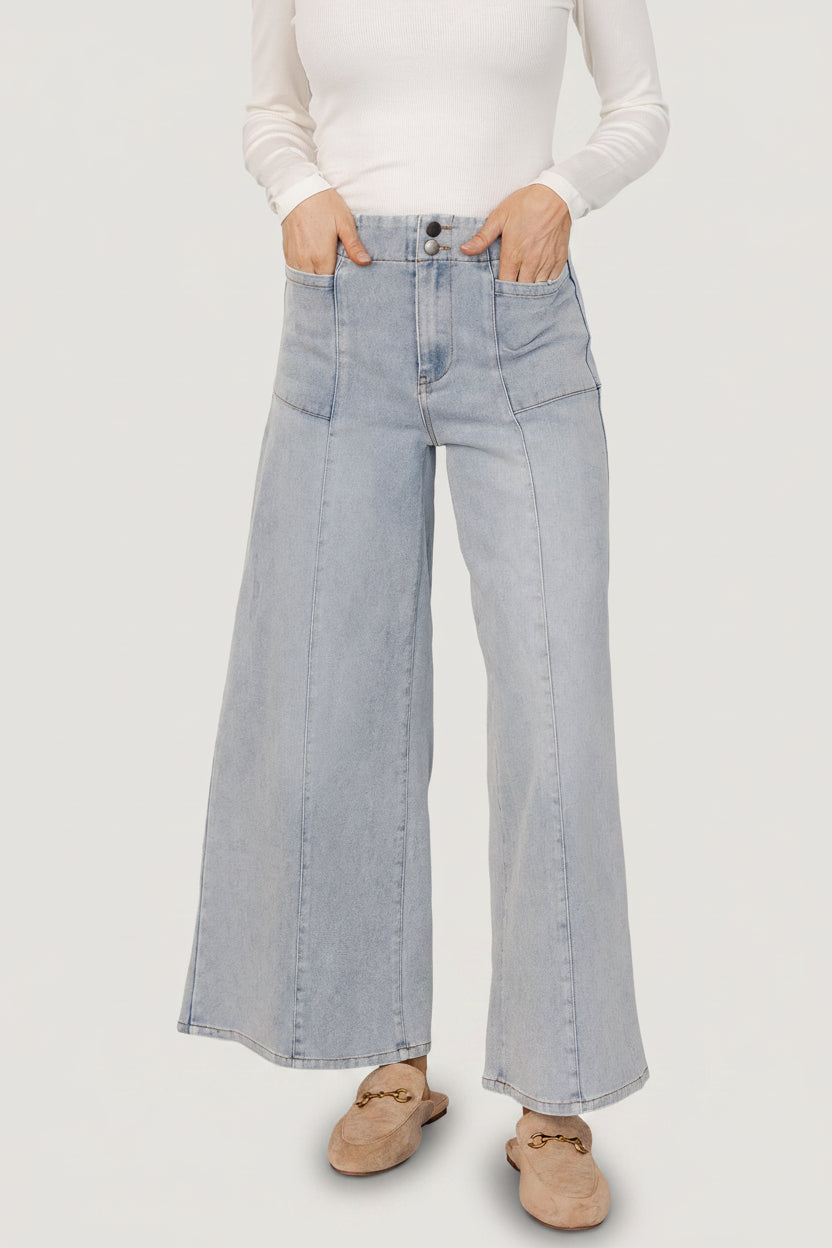 Emmi Mid Rise Wide Leg Jeans | Baltic Born Light Wash