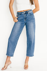 Lumi High Rise Crop Barrel Jeans | Baltic Born Medium Wash