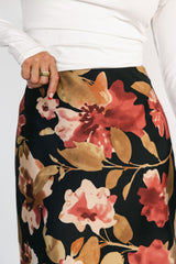 Cosette Satin Midi Skirt | Baltic Born Black Floral