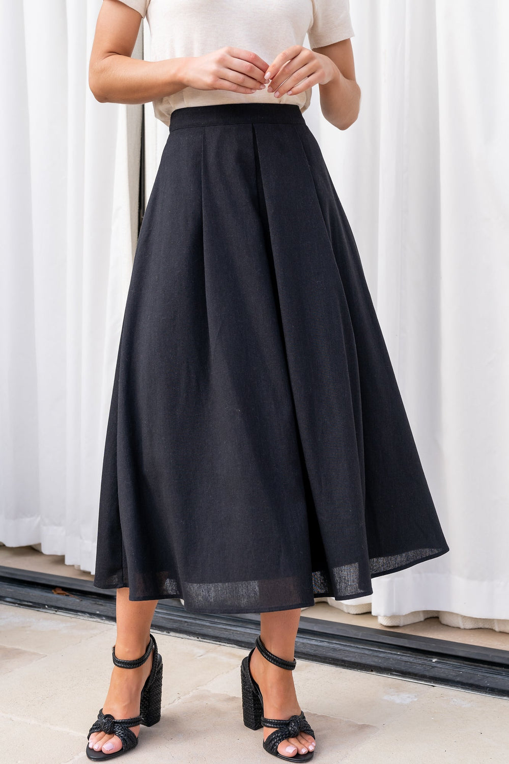 Katie Pleated Midi Skirt | Baltic Born Black
