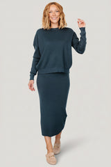 Carey Waffle Midi Skirt | Baltic Born Midnight Blue