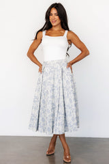 Jeanne Pleated Midi Skirt | Baltic Born Pearl + Light Blue