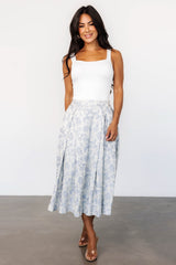 Jeanne Pleated Midi Skirt | Baltic Born Pearl + Light Blue