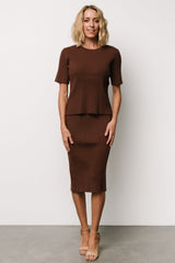 Stormi Ribbed Midi Skirt | Baltic Born Brown