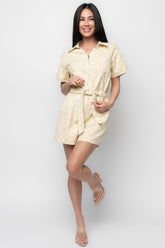 Korra Zip Up Romper | Baltic Born Light Yellow + White