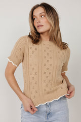 Britt Pointelle Knit Top | Baltic Born Natural + Ivory