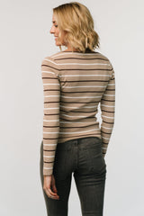 Kaylee Long Sleeve Top | Baltic Born Taupe Stripe