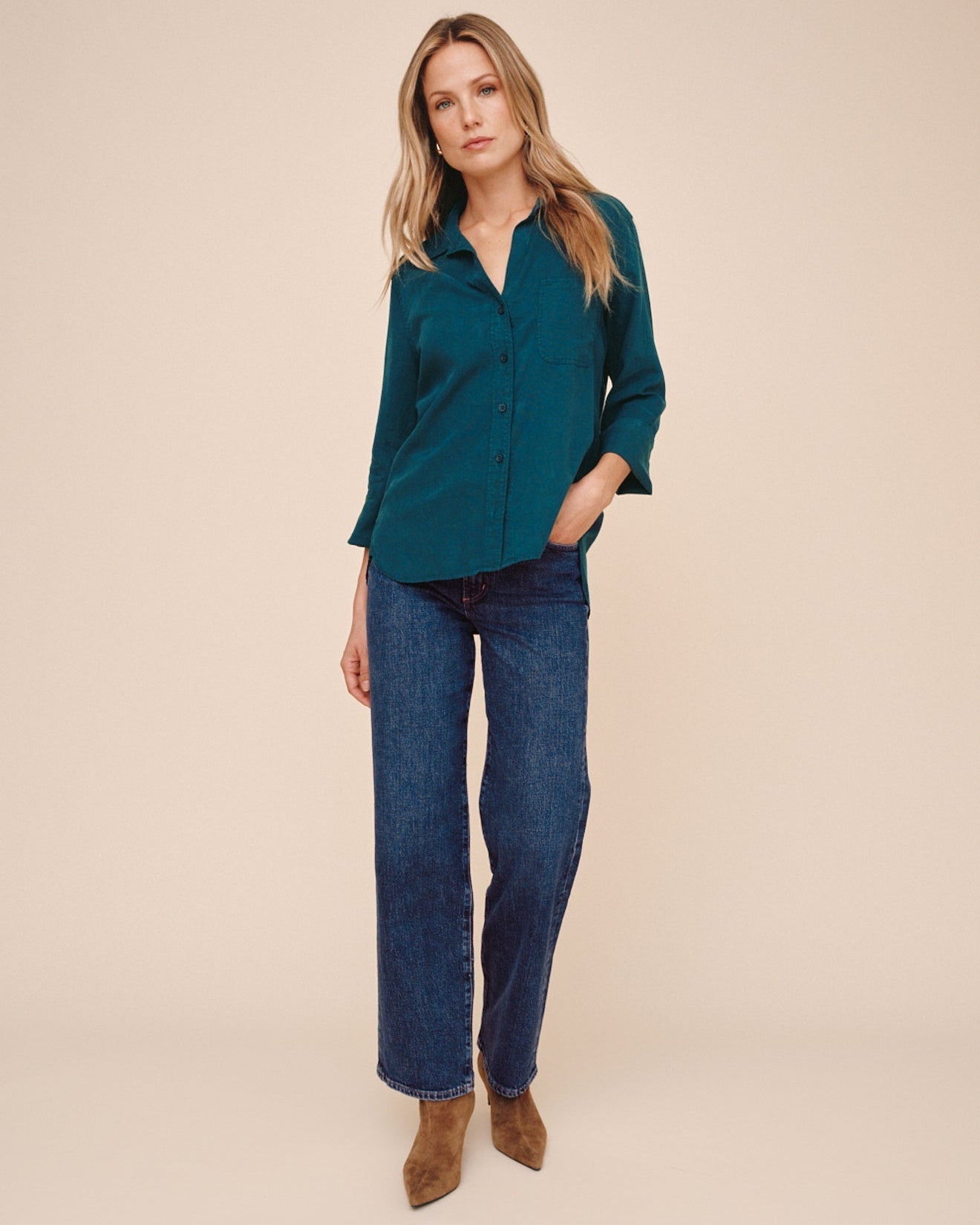 Bella Dahl Shirt Tail Button Down - Twilight Teal
