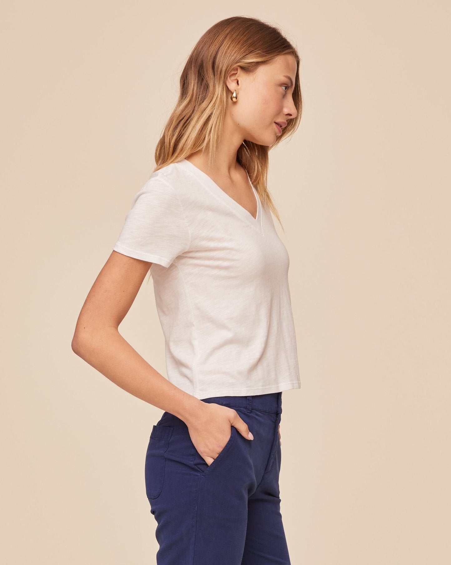 Bella Dahl V Neck Tee - White