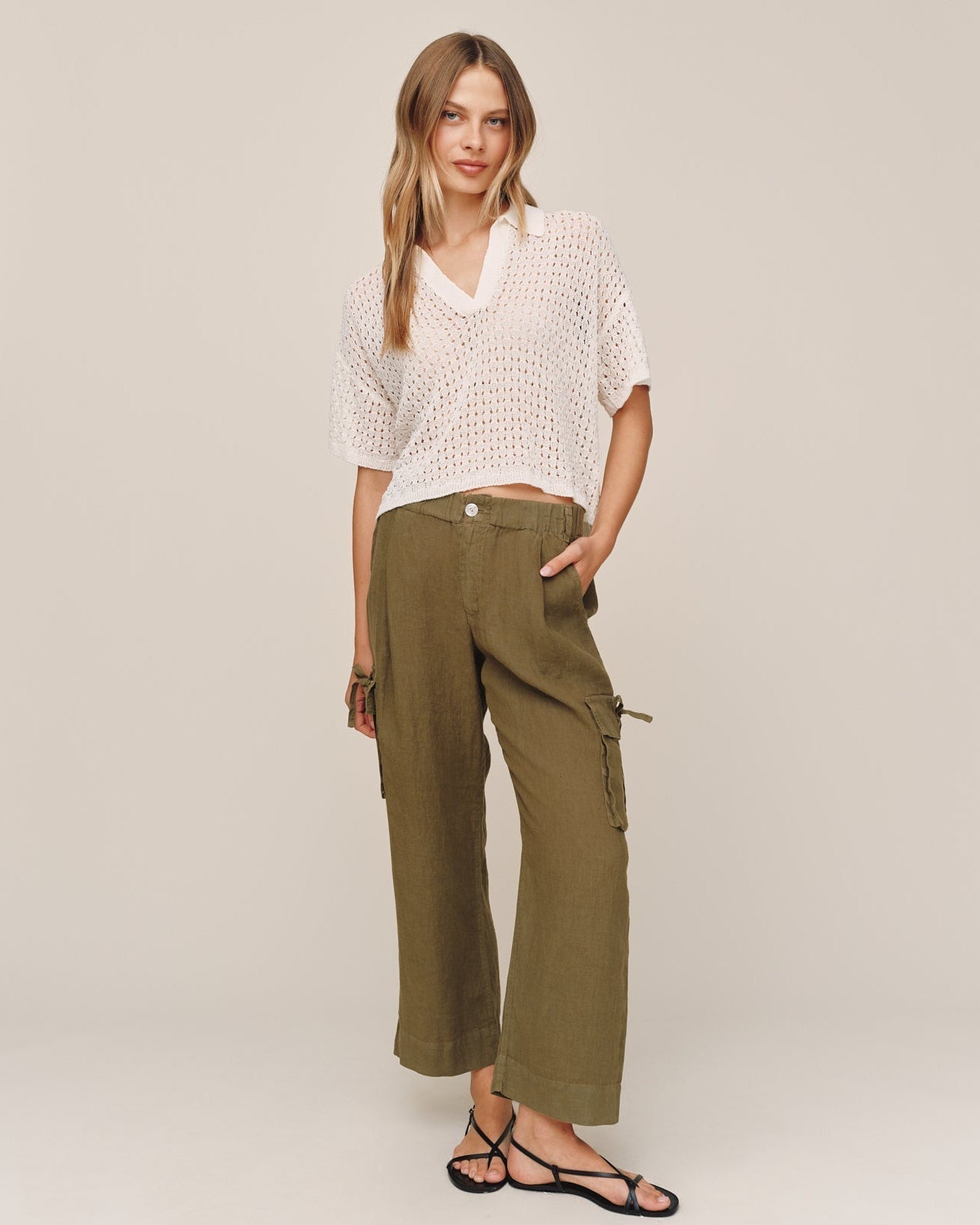 Bella Dahl Short Sleeve Crop Pullover - Sand Stone