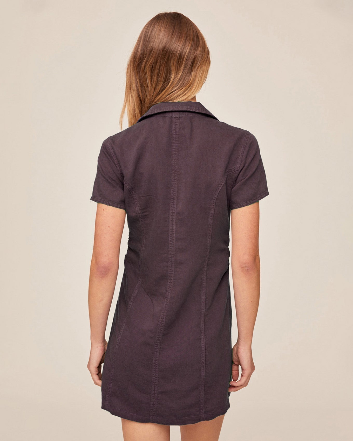 Bella Dahl Short Sleeve Zip Front Dress - Plum Haze