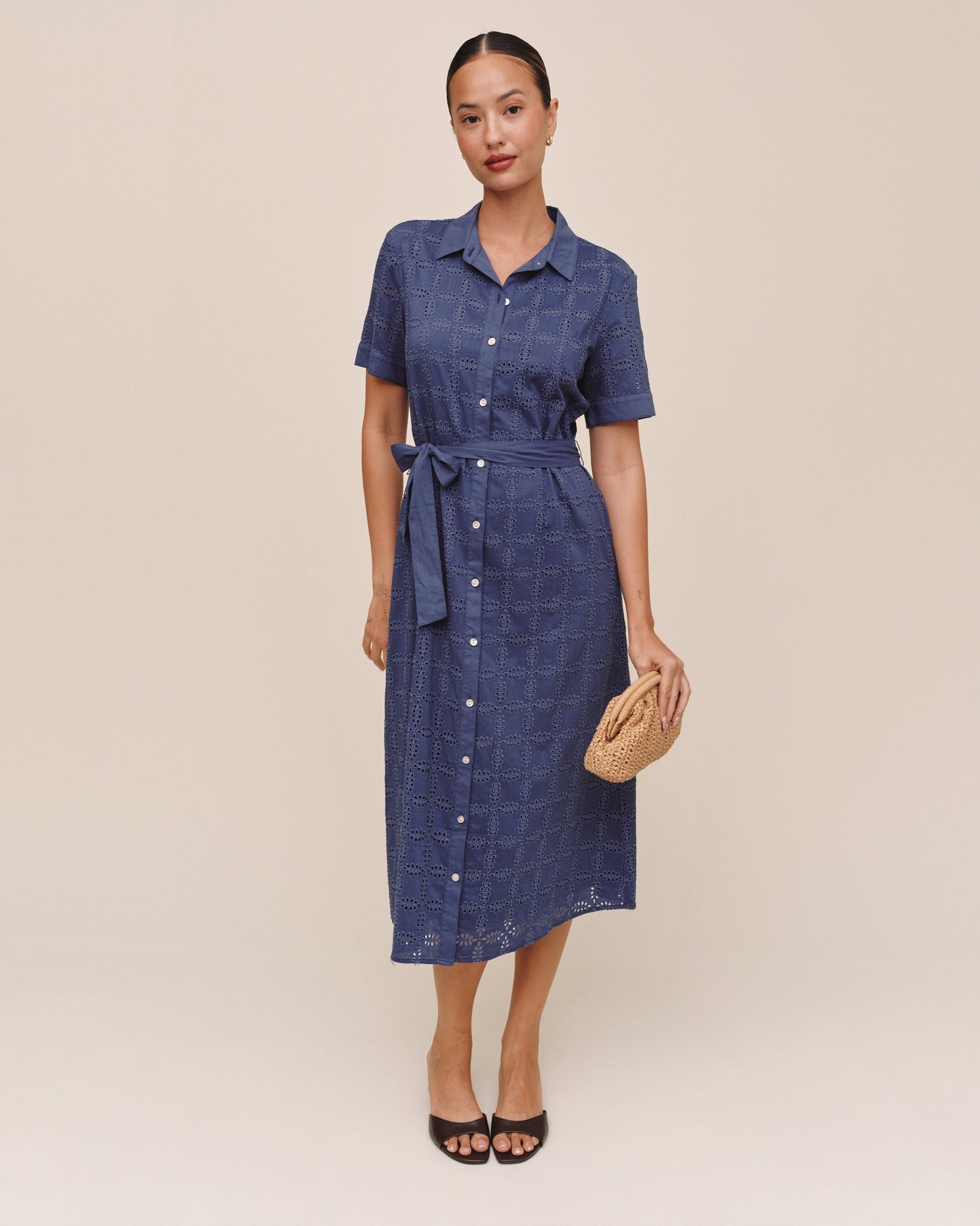 Bella Dahl Short Sleeve Midi Shirt Dress - Indigo Blues
