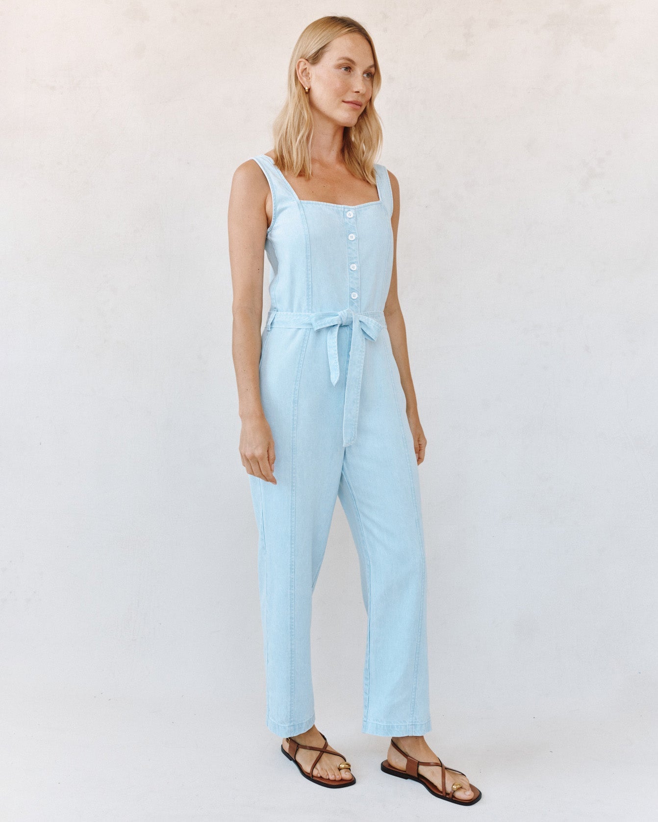 Bella Dahl Square Neck Jumpsuit - Coastal Fade Wash
